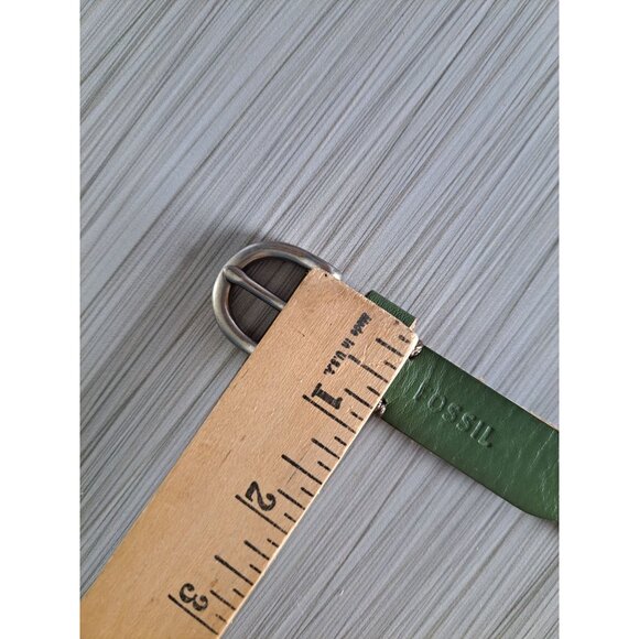 Fossil Green Leather Cutout Belt With Silver Buckle Womens Size L - Picture 10 of 10